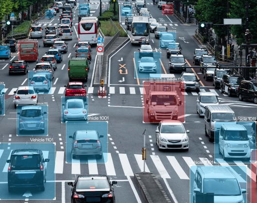 交通の自動車をAI認識